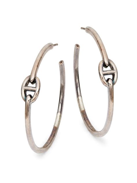 hermes silver hoop earrings